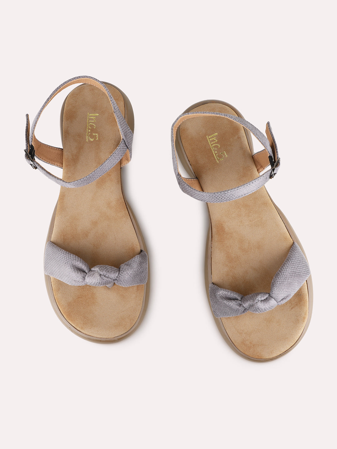 Womens Grey Casual Solid Round Toe Platform Heels