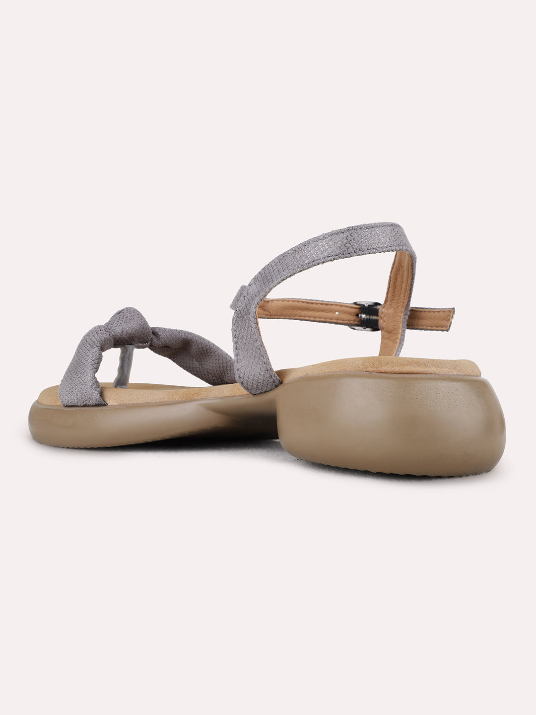 Womens Grey Casual Solid Round Toe Platform Heels