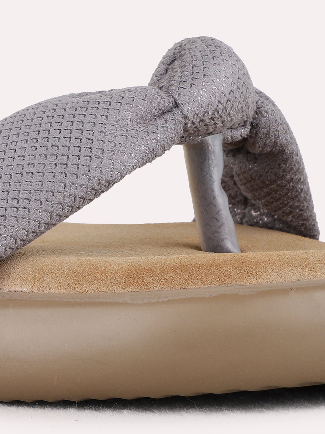 Womens Grey Casual Solid Round Toe Platform Heels