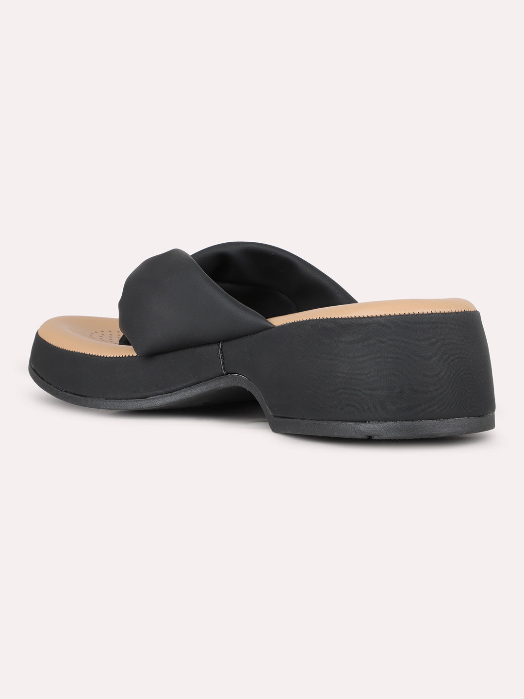 Women Black Party Wear Solid Round Toe Platform Heels