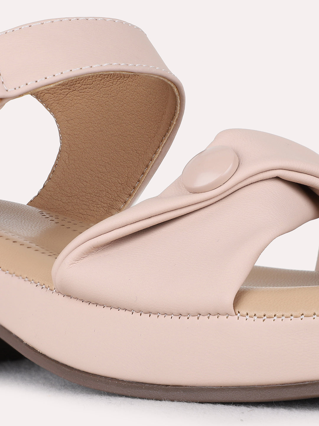 Womens Nude Casual Solid Round Toe Platform Heelss