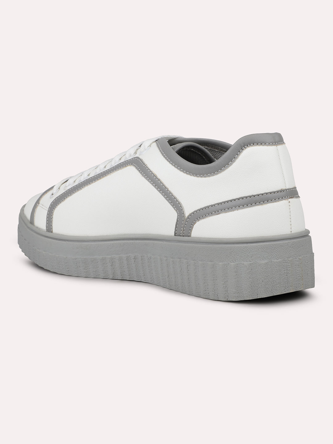 Womens Grey and White Casual Round toe Sneakers