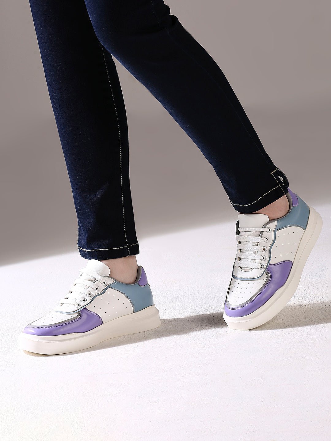 Womens Purple and White Casual Round toe Sneakers