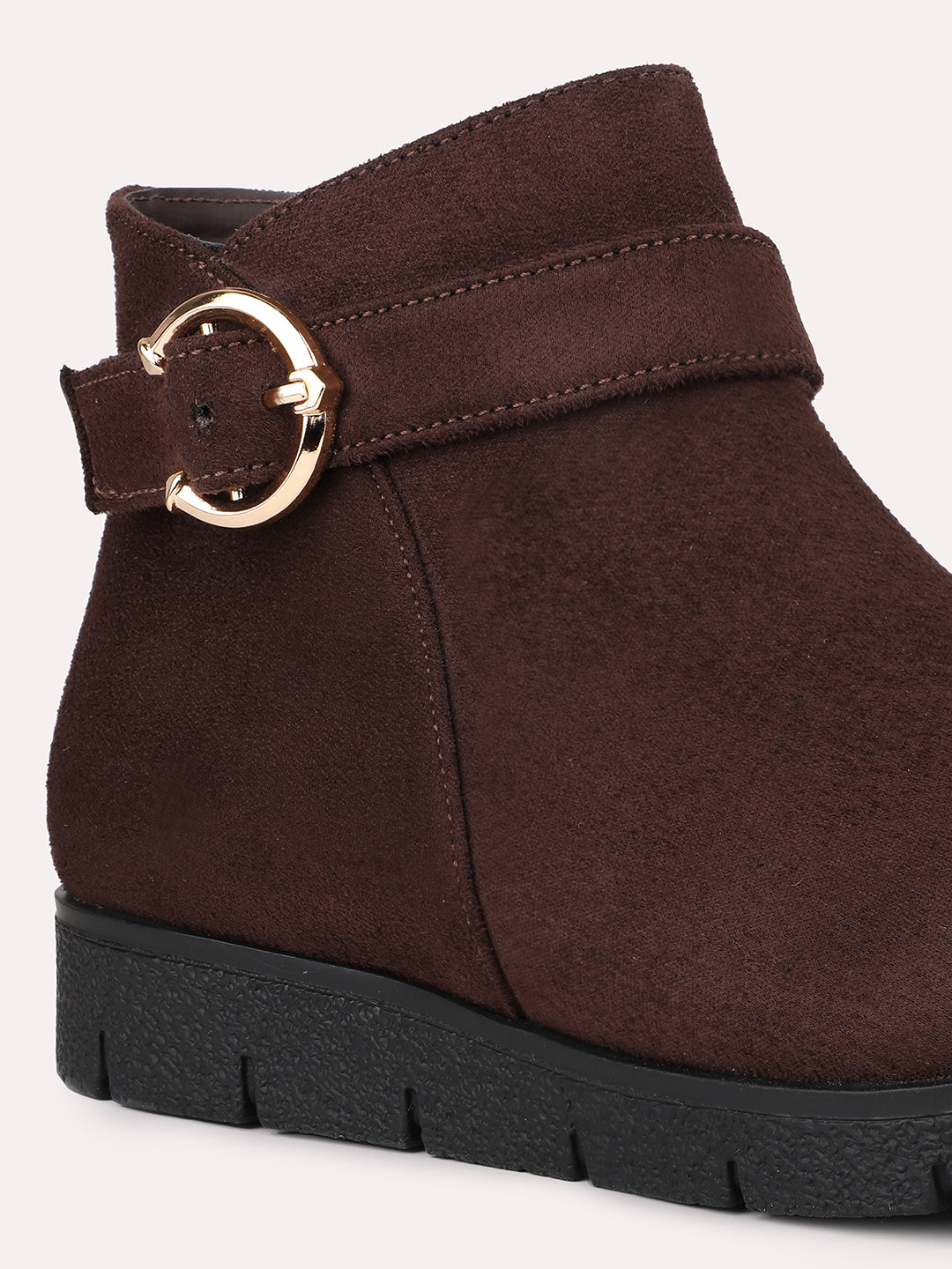 Womens Brown Casual Solid Round toe Ankle Boots