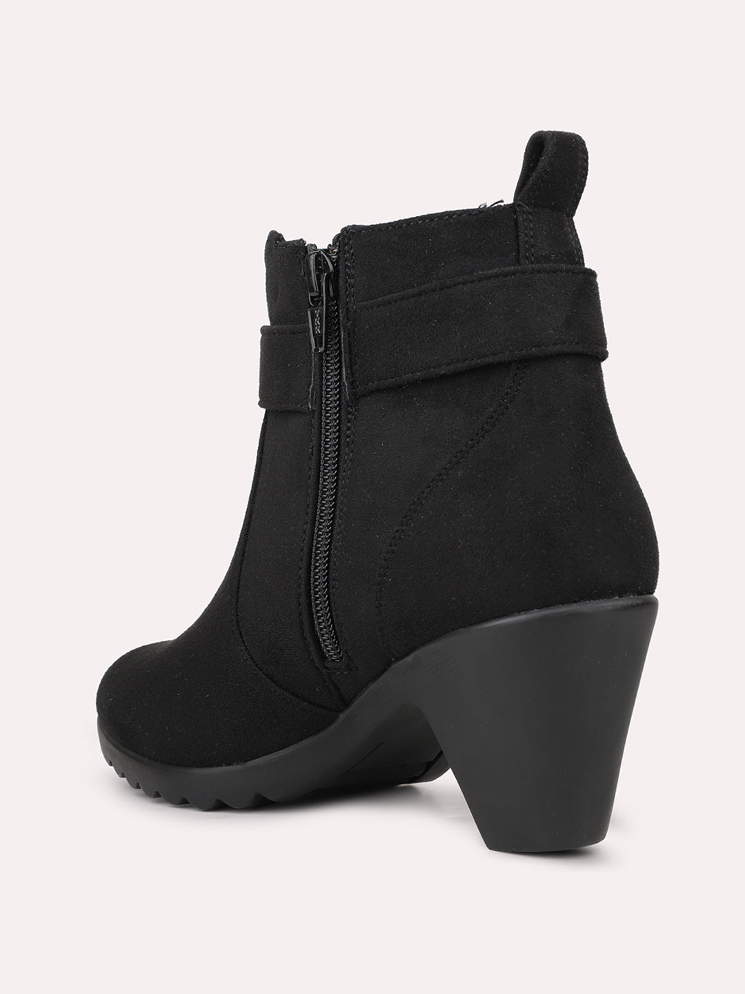 Womens Black Casual Solid Round toe Ankle Boots