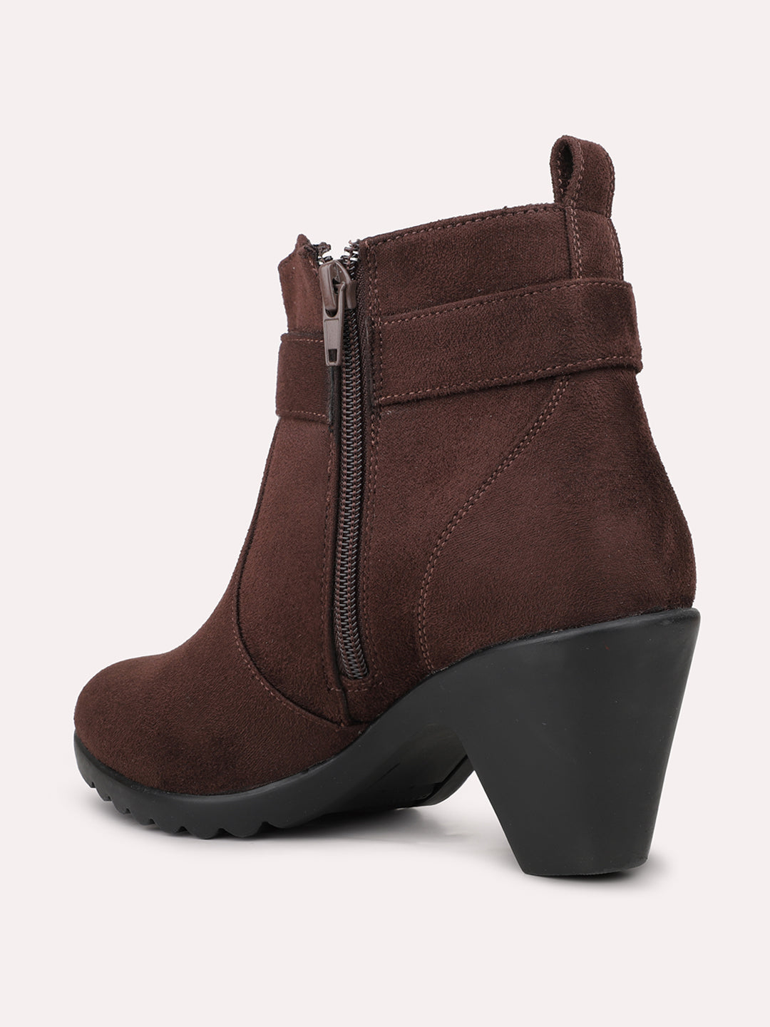 Womens Brown Casual Solid Round toe Ankle Boots