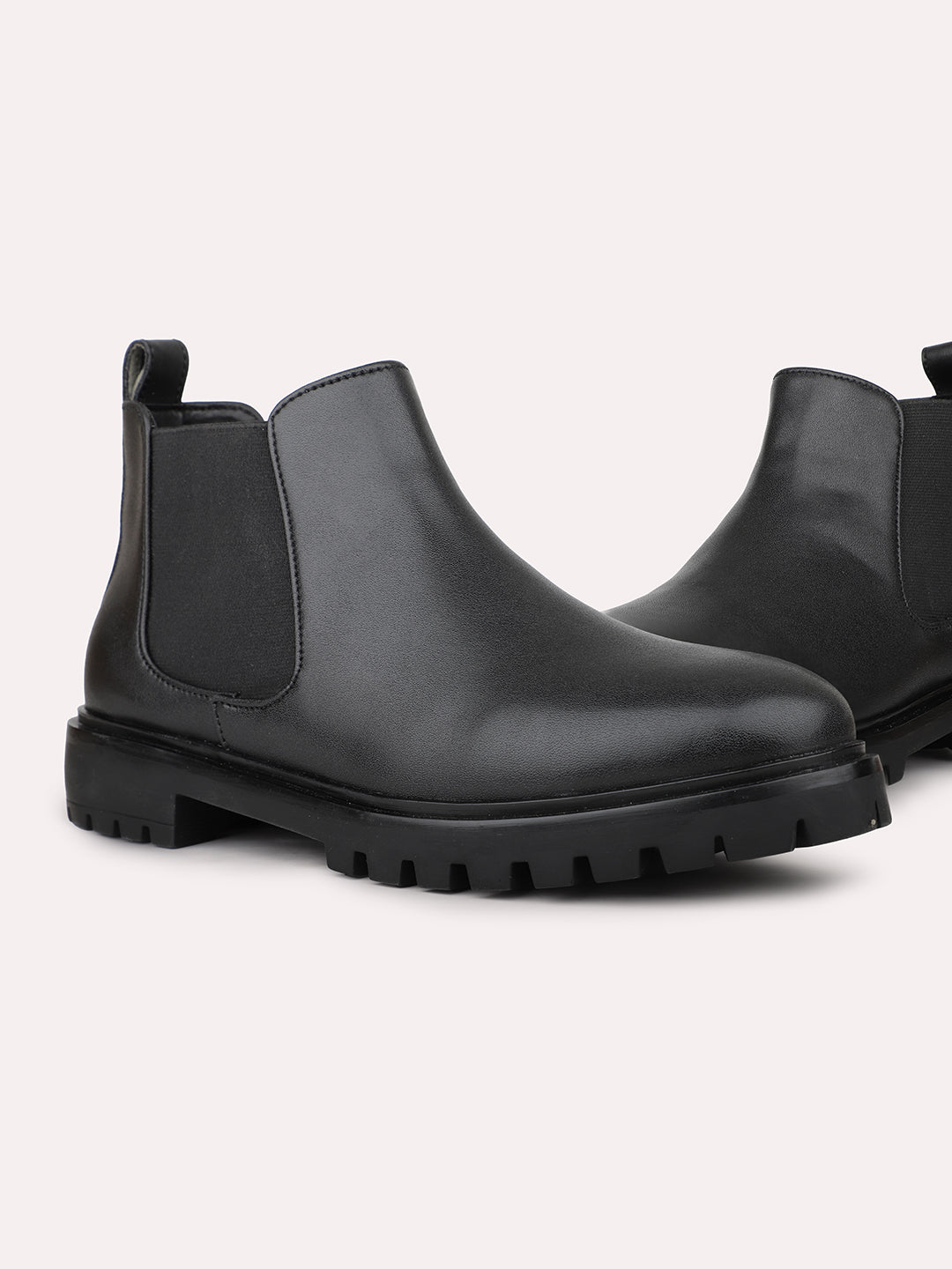 Womens Black Casual Solid Round toe Chelsea Boots