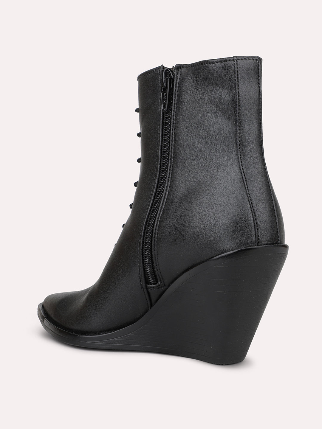 Womens Black Casual Solid Pointed toe Ankle Boots