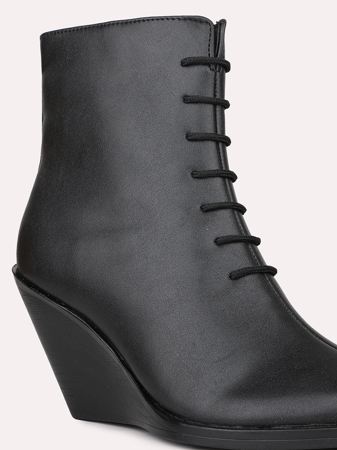 Womens Black Casual Solid Pointed toe Ankle Boots