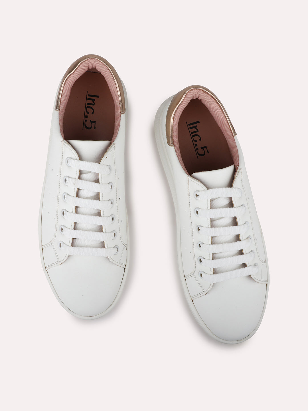 Womens White Casual Round toe Sneakers