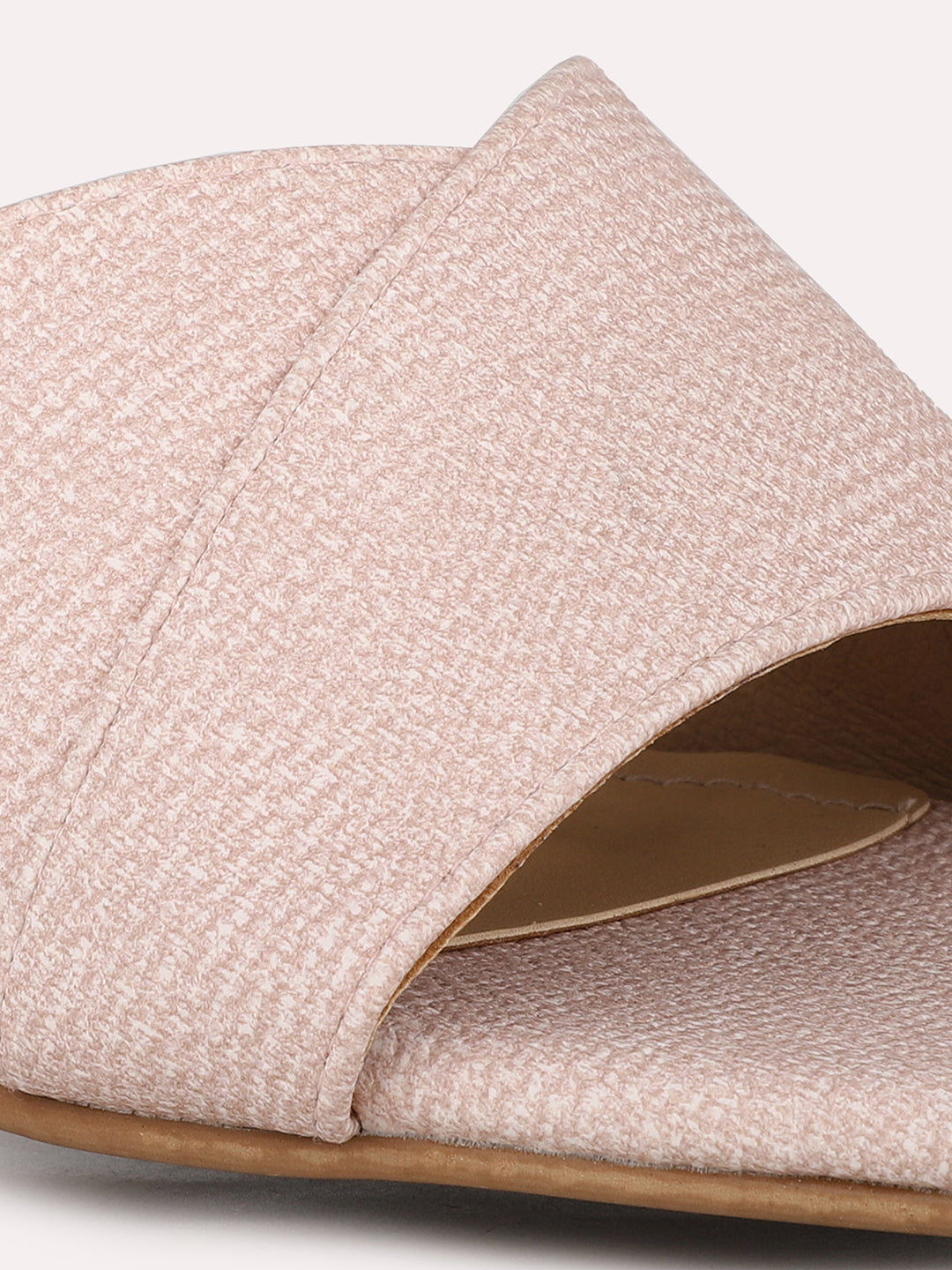 Women Peach Party Wear Solid Square Toe Block Heels