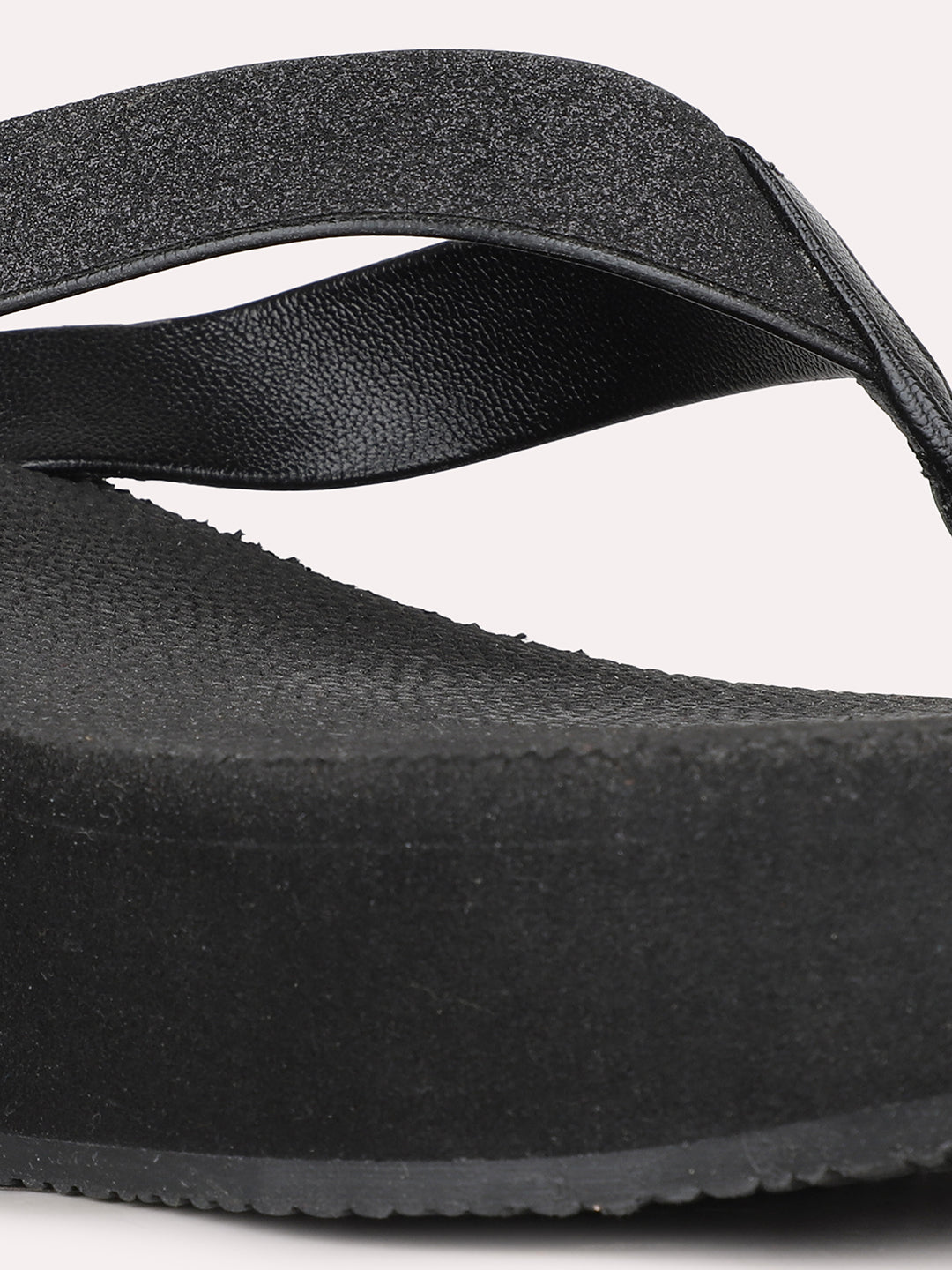 Women Black Party Wear  Round Toe Wedge Heel Sandals