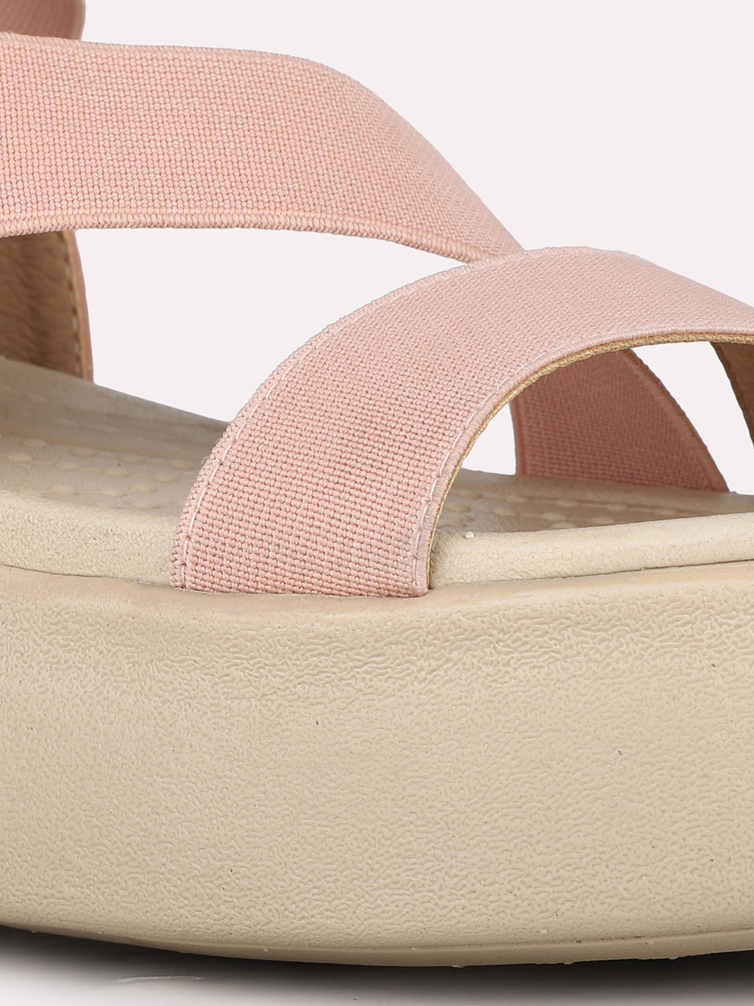 Women Peach Party Wear Solid Round Toe Wedge Heels