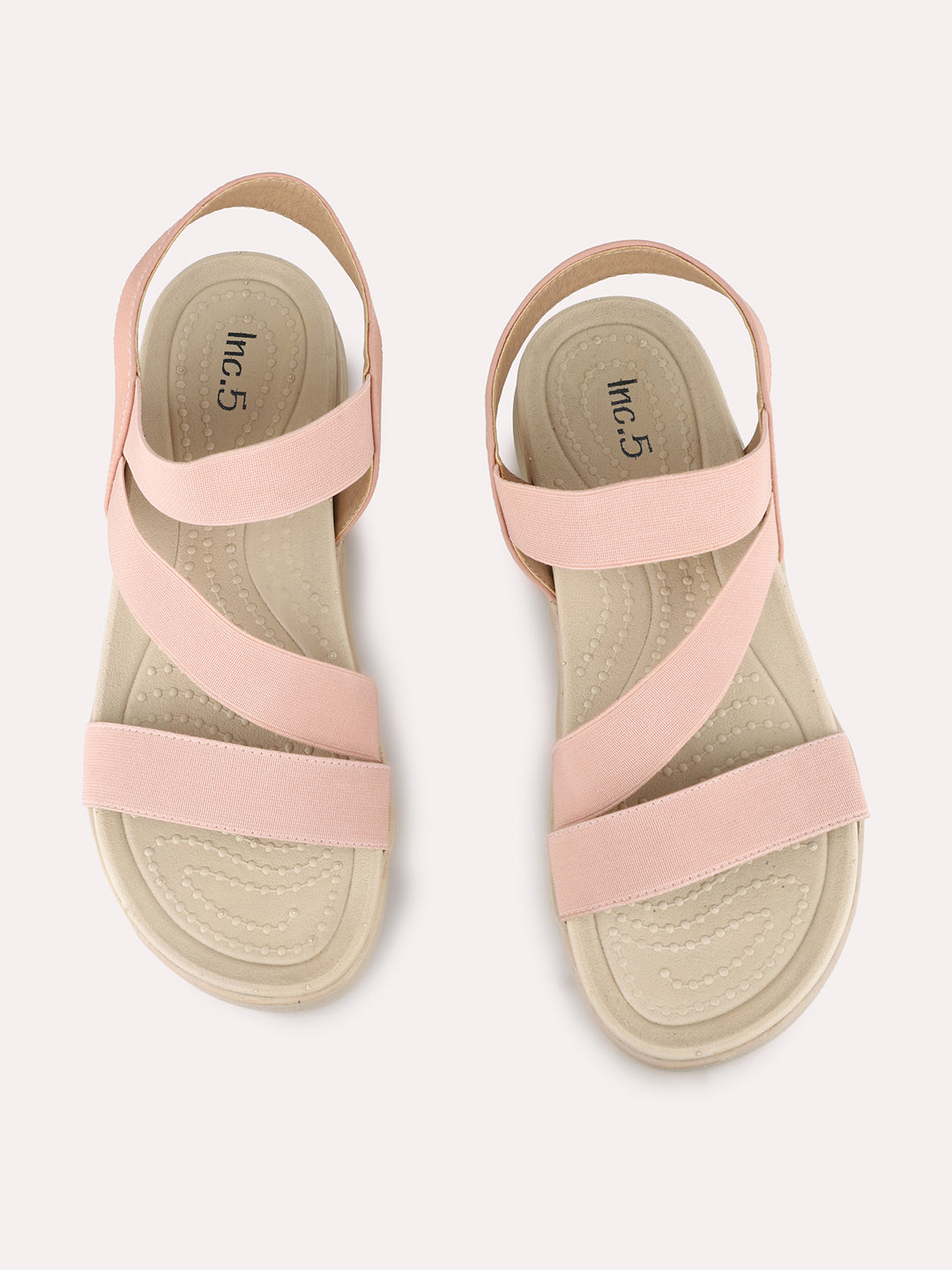 Women Peach Party Wear Solid Round Toe Wedge Heels