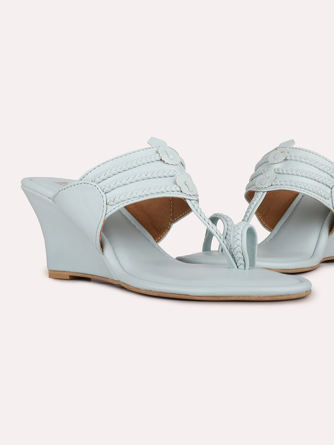 Buy Now Womens Blue Party Wear Kolhapuri Wedge Heel Sandals