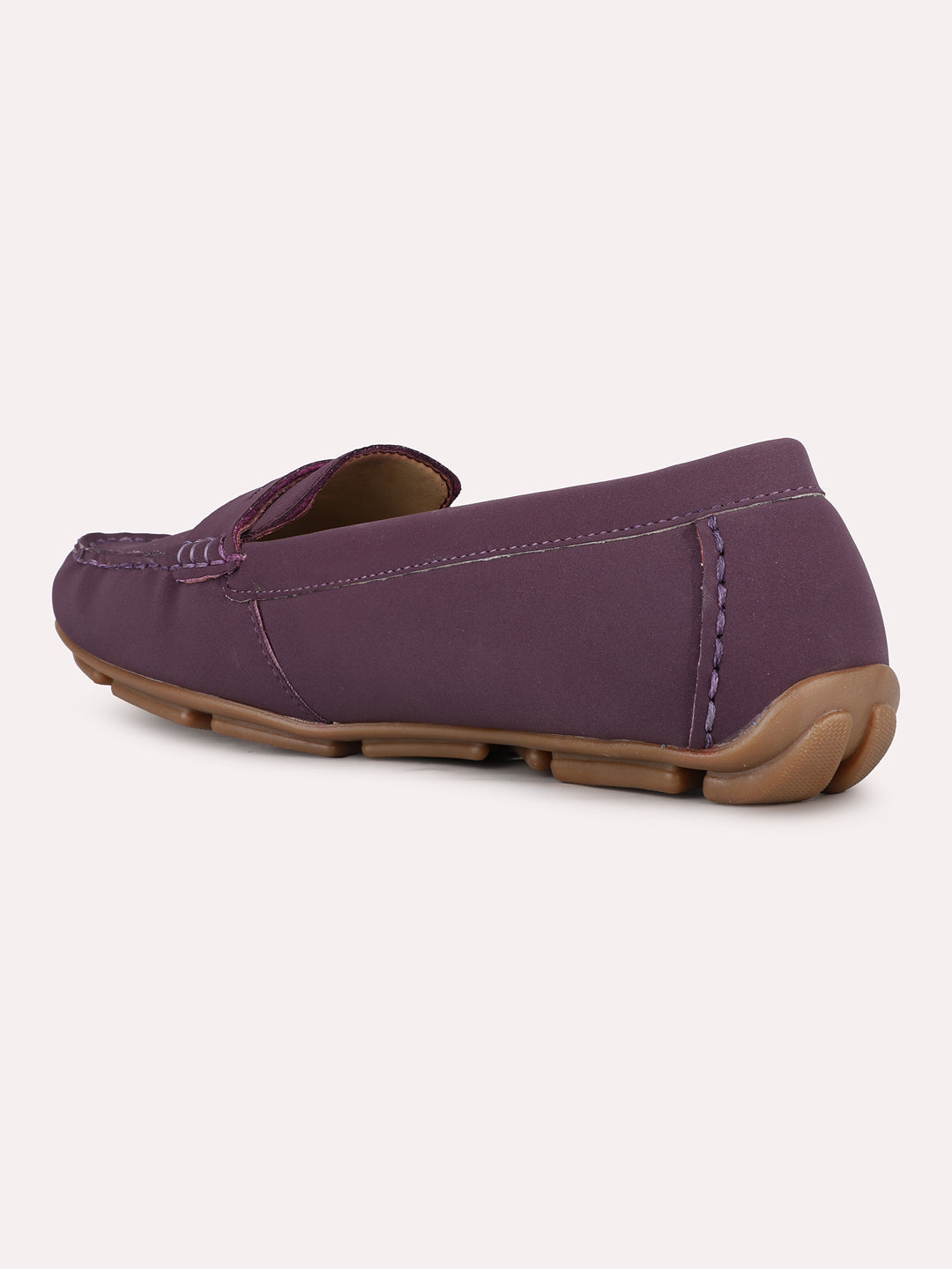 Women Purple Casual Solid Round Toe Loafers