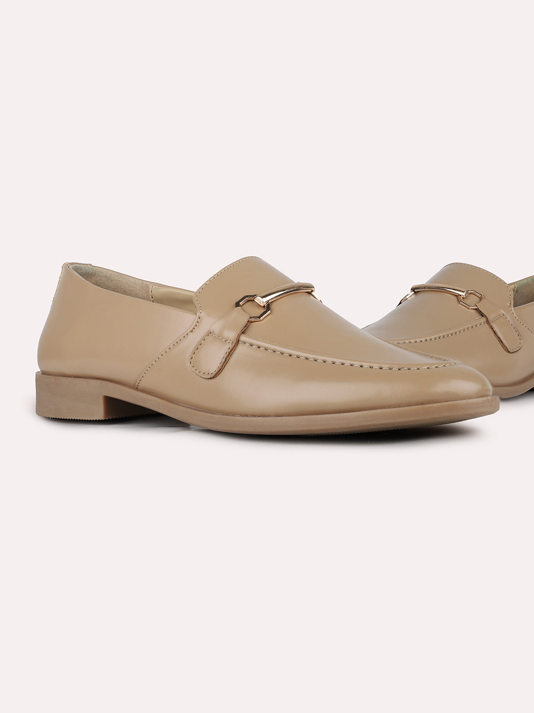 Women Tan Casual Solid Pointed Toe Moccasin Shoes