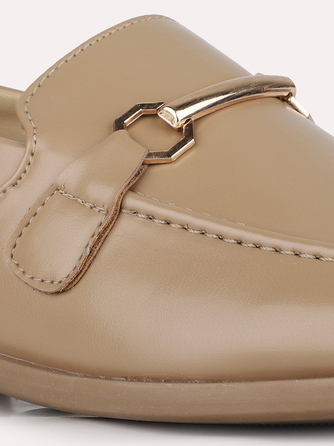 Women Tan Casual Solid Pointed Toe Moccasin