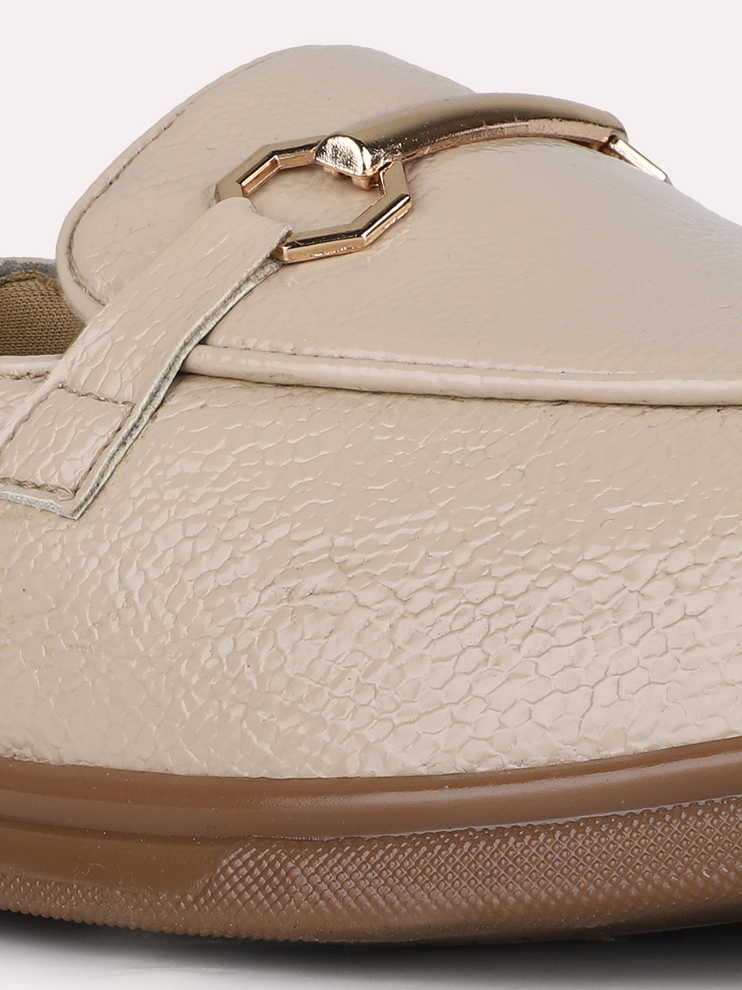 Women Beige Casual Solid Pointed Toe Moccasin