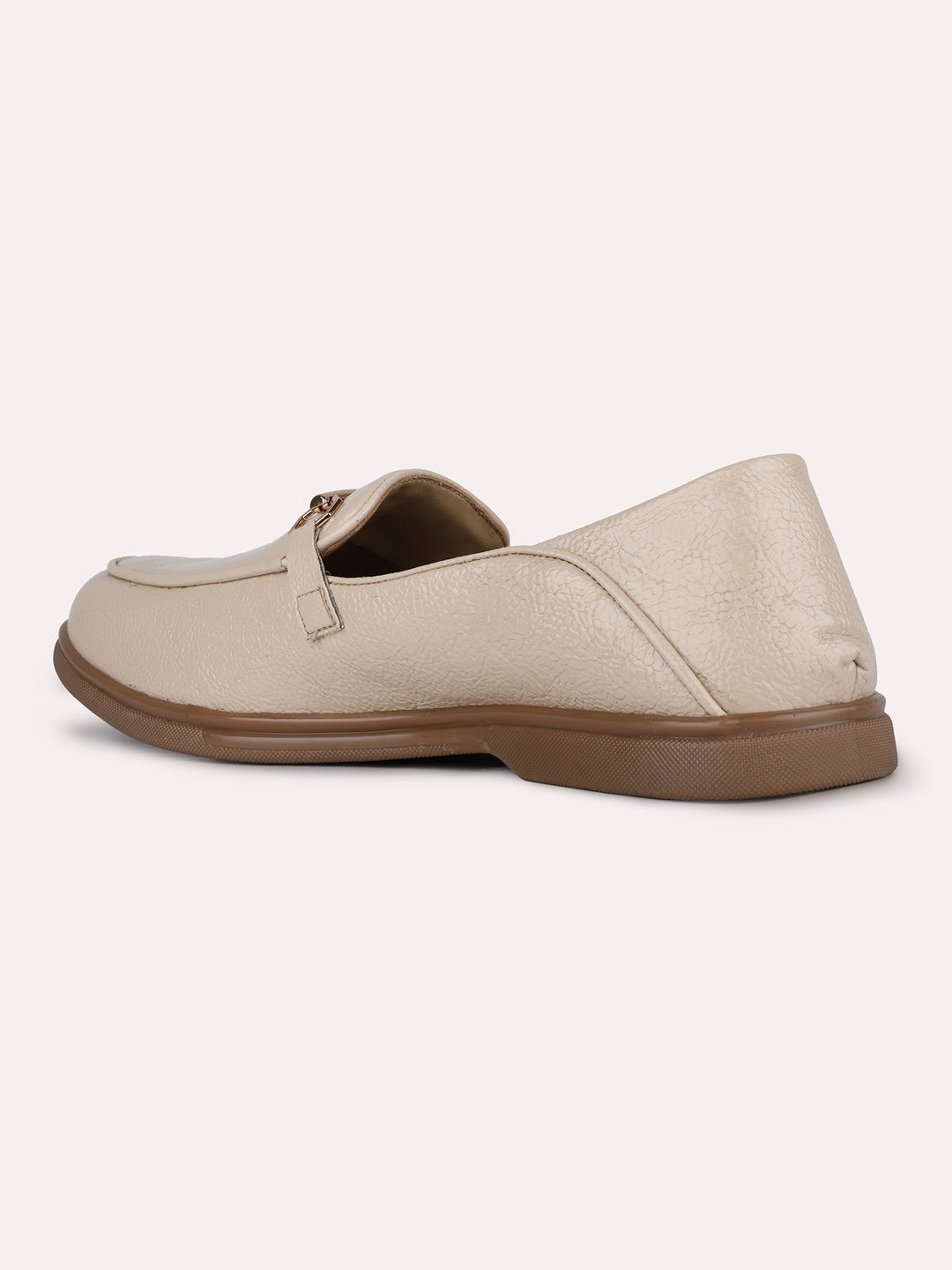 Women Beige Casual Solid Pointed Toe Moccasin