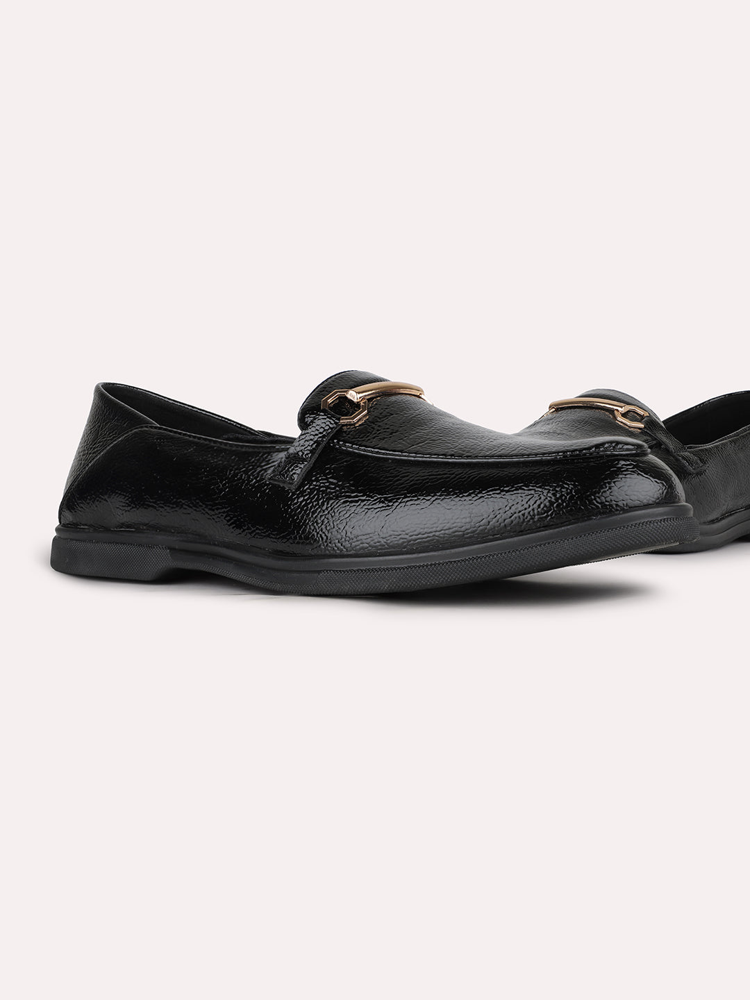 Women Black Casual Solid Pointed Toe Moccasin