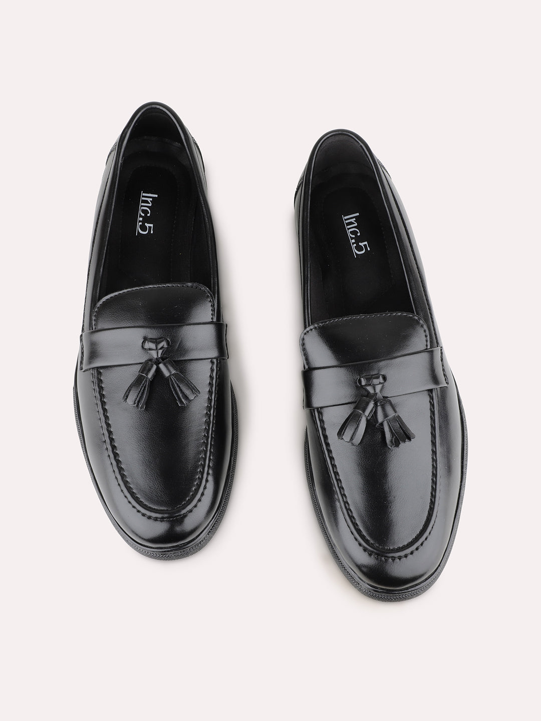 Women Black Party Wear Solid Round Toe Loafers