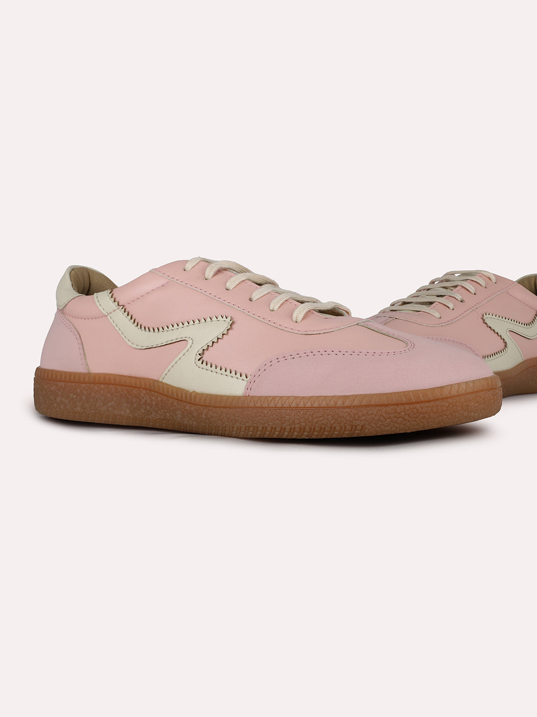 Women Pink Casual Solid Round Toe Sneakers