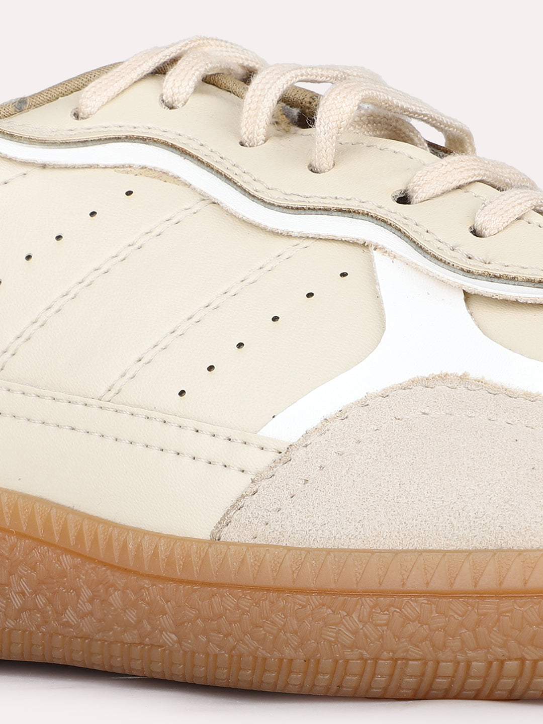 Women Beige Casual Solid Round Toe Sneakers