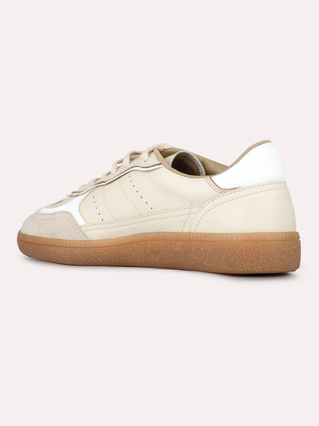 Women Beige Casual Solid Round Toe Sneakers