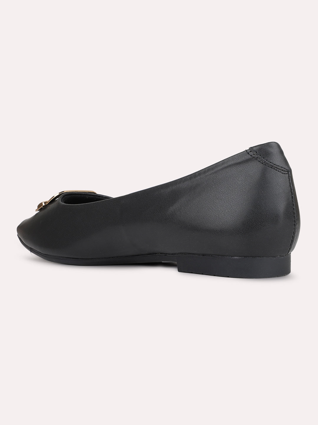 Womens Black Casual Solid Pattern Square Toe Ballerinas