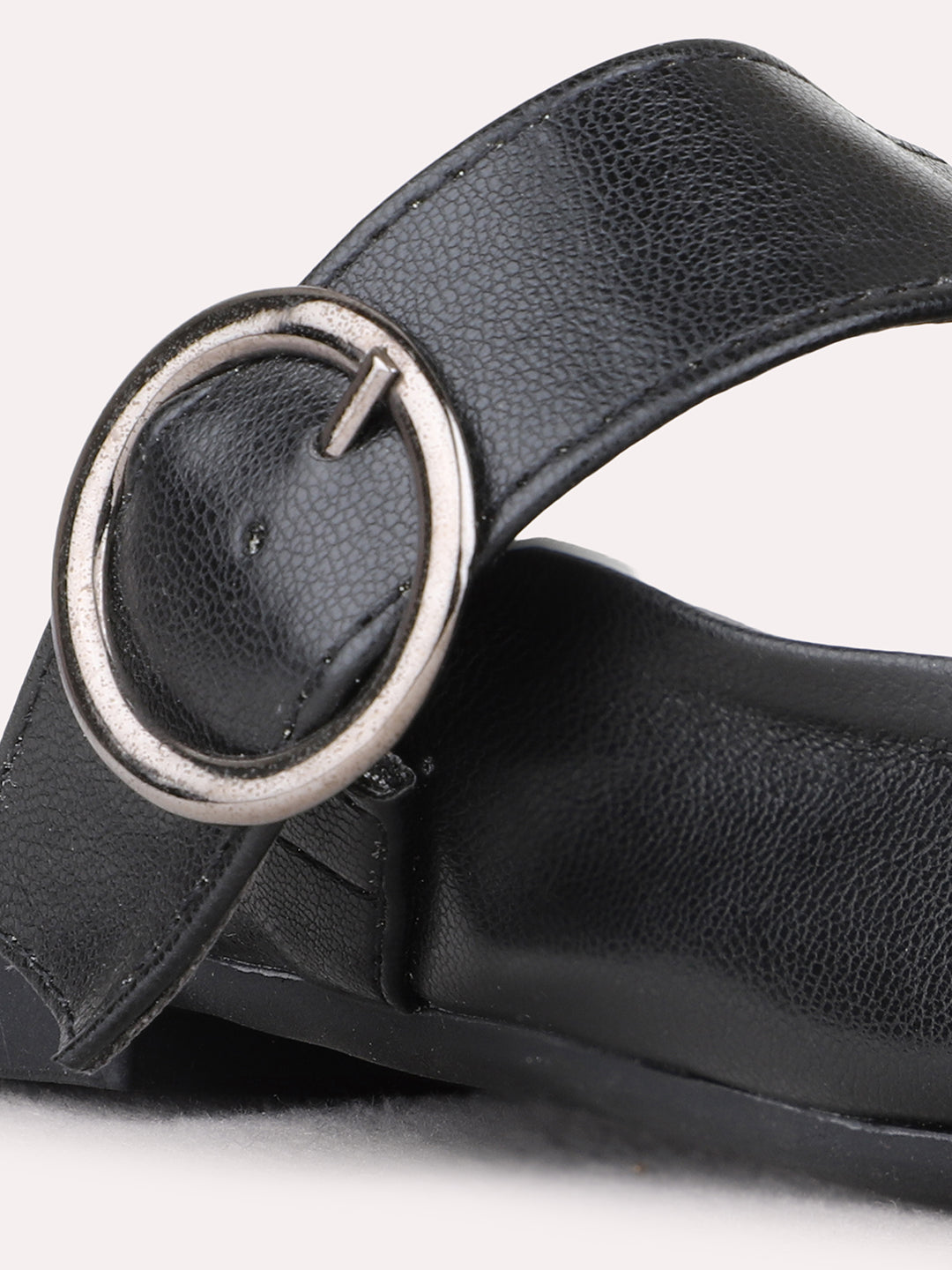 Womens Black Casual Solid One Toe Flats