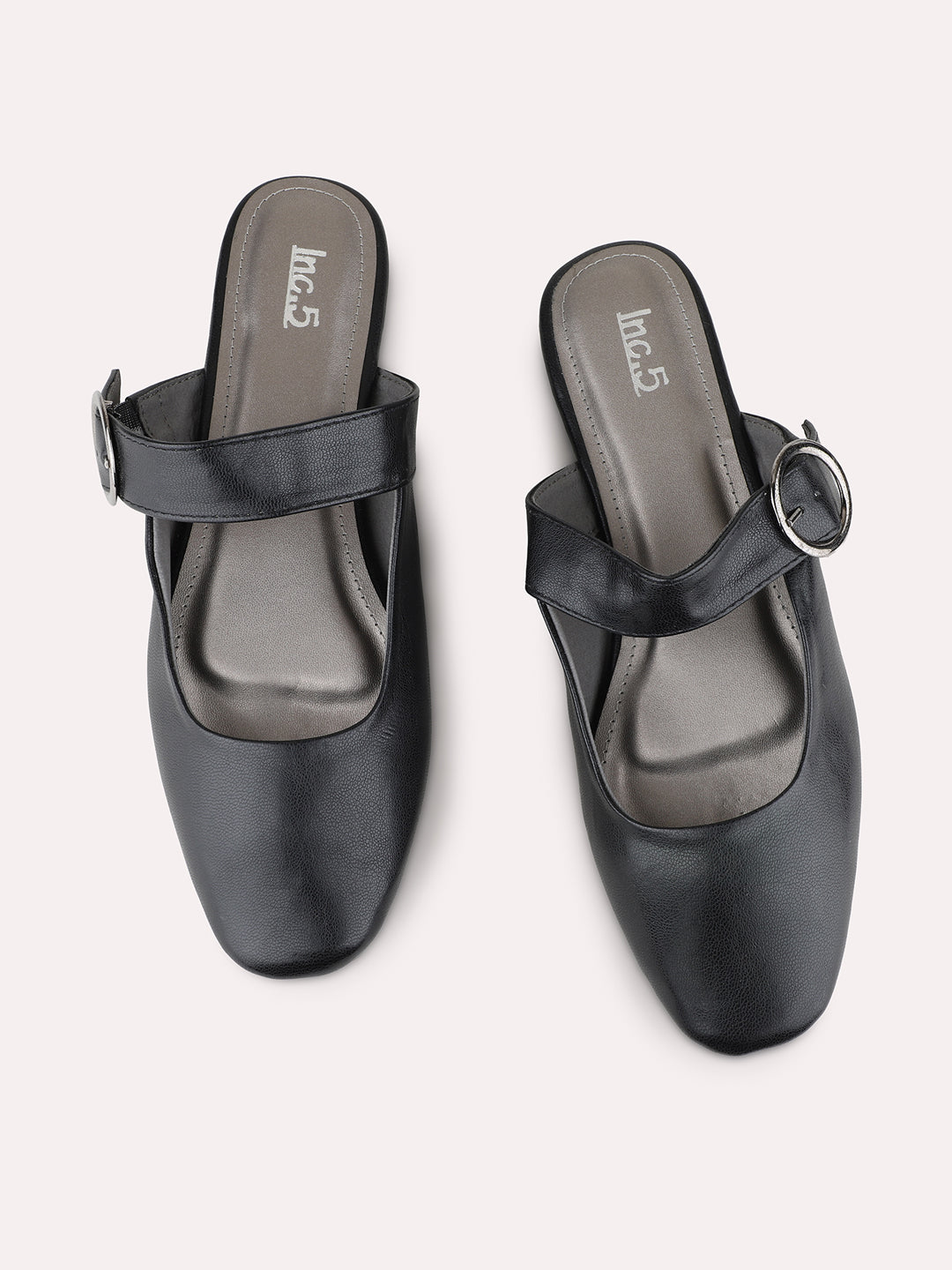 Womens Black Casual Solid One Toe Flats