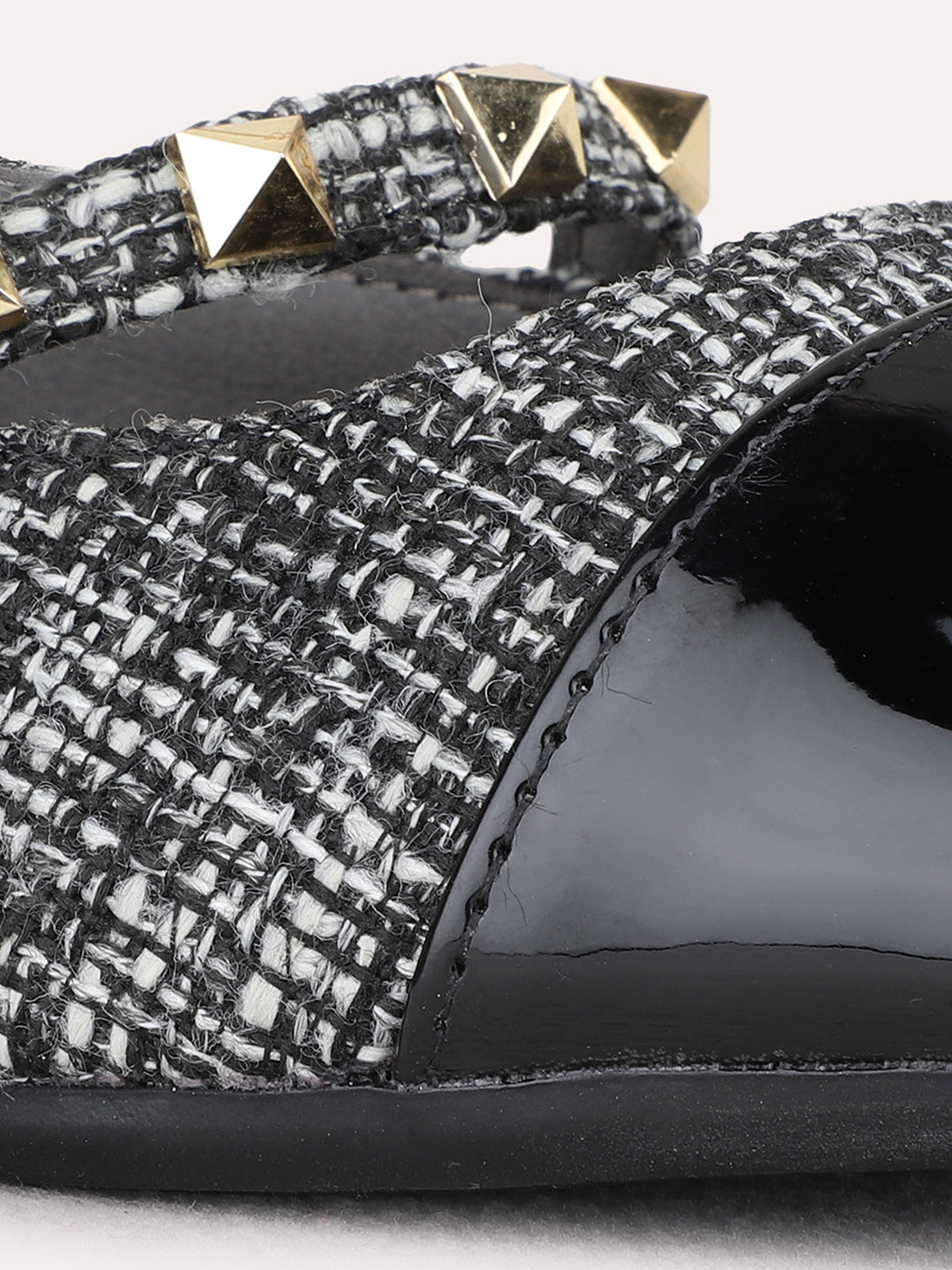 Womens Black Party Wear Embellished One Toe Flat Mules