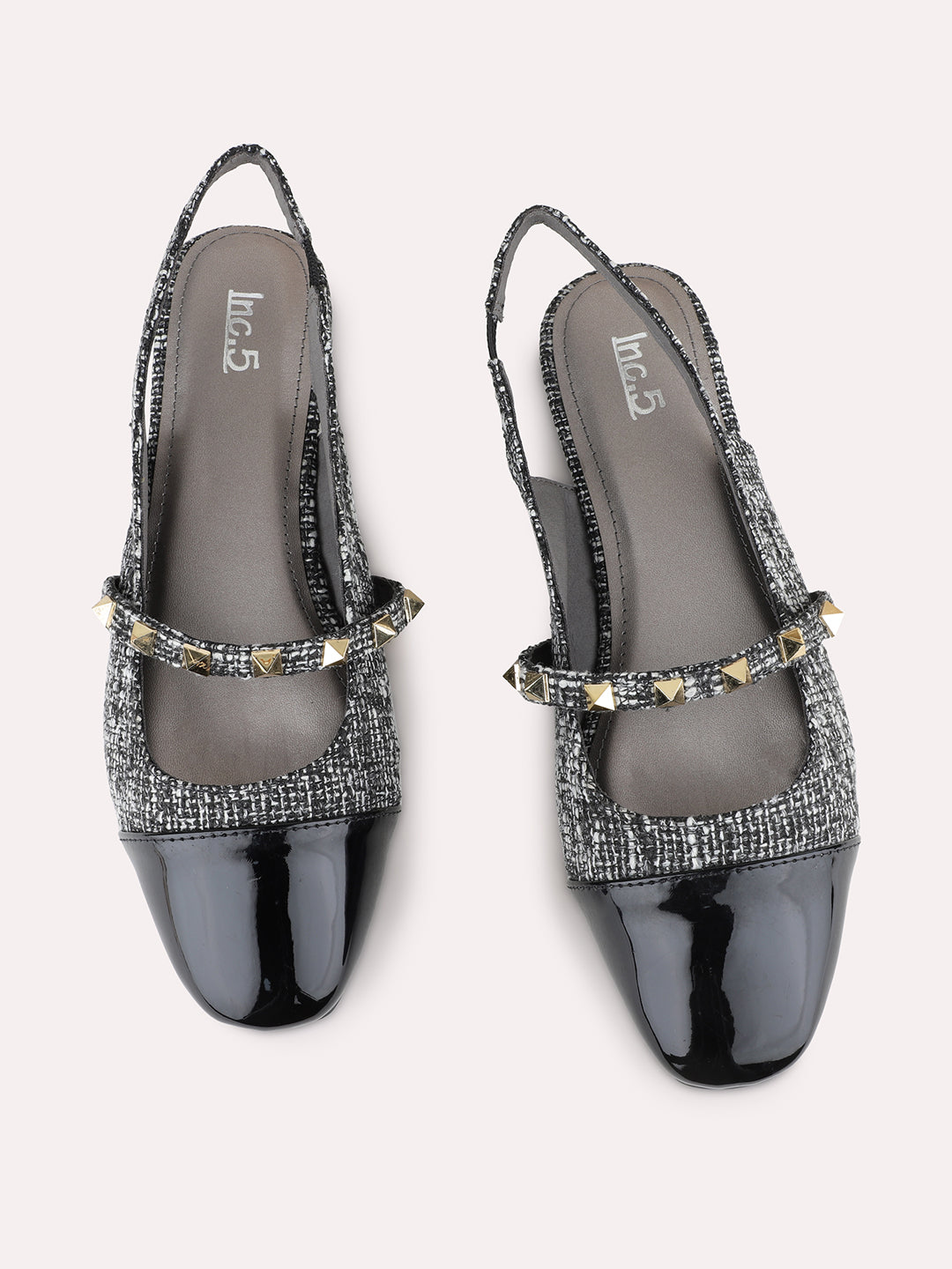 Womens Black Party Wear Embellished One Toe Flat Mules