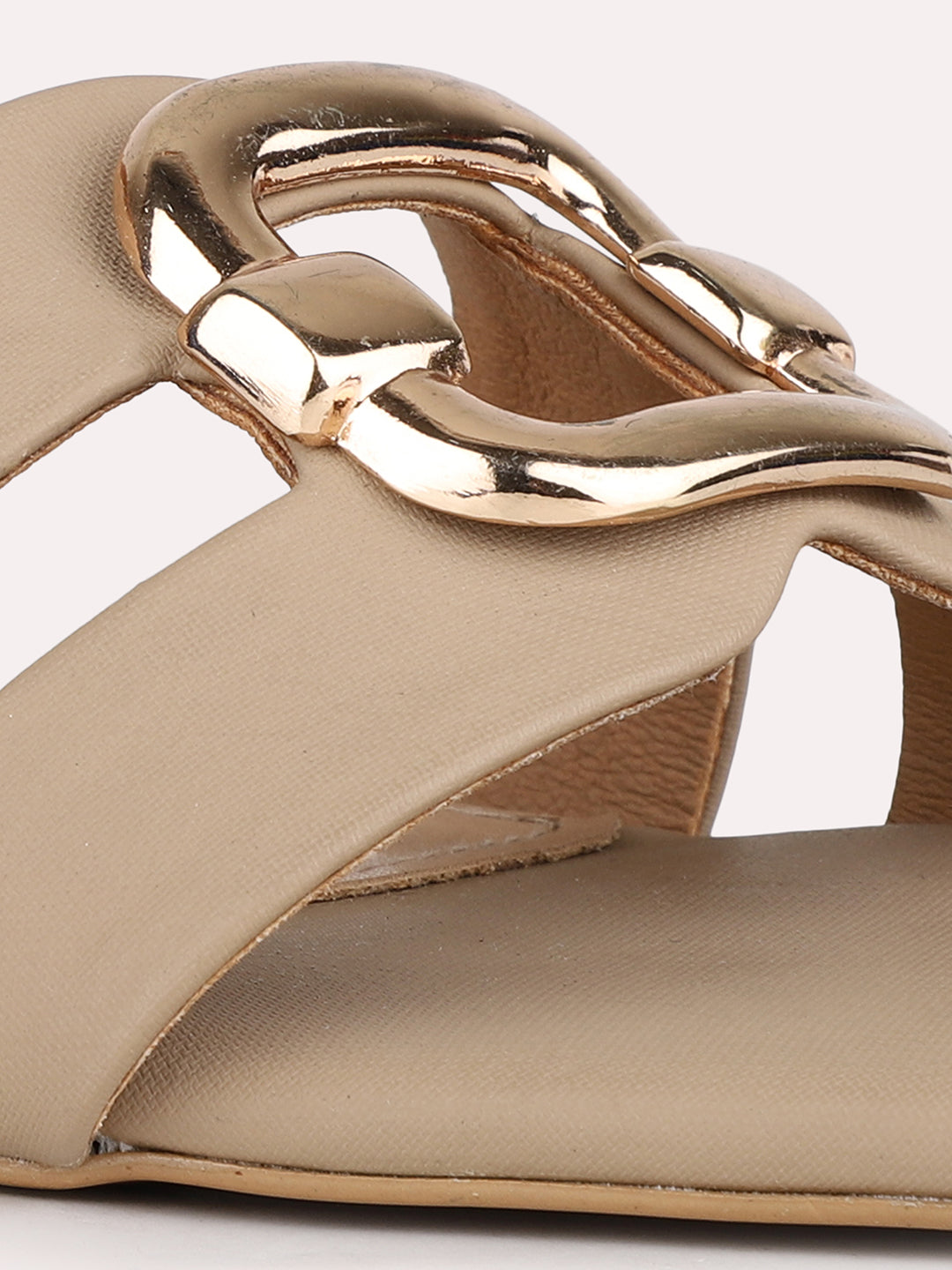 Women Beige Party Wear Solid Square Toe Block Heels