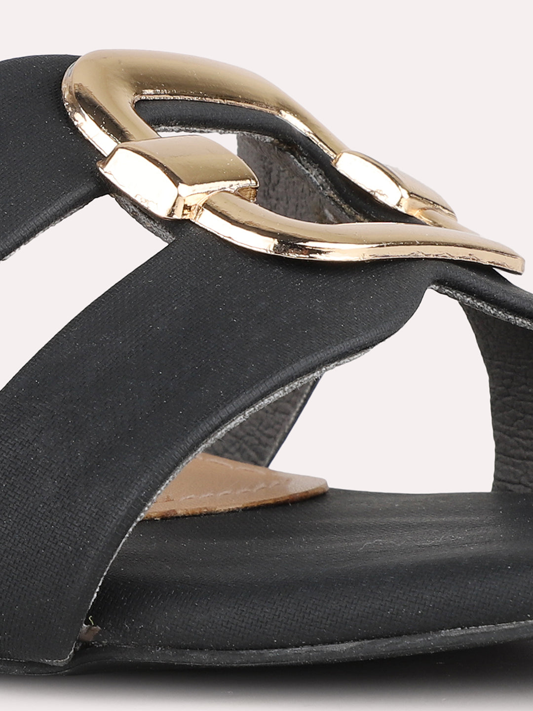 Women Black Party Wear Solid Pattern Square Toe Block Heels