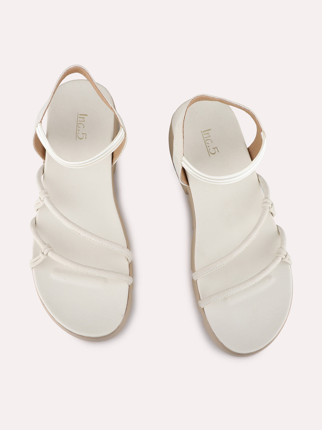 Womens Cream Party Wear Solid Pattern Round Toe Wedge Heels