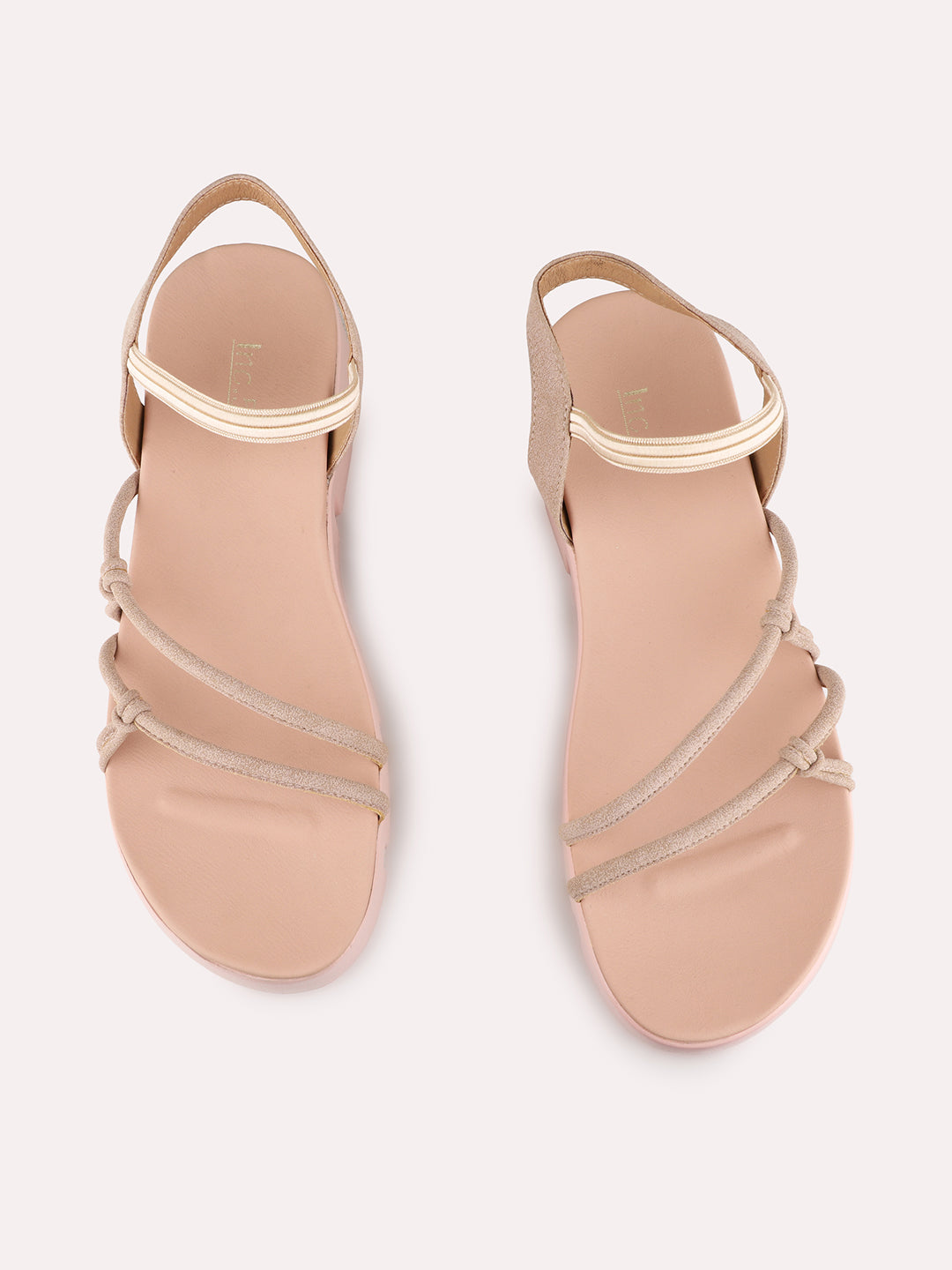 Womens Peach Party Wear Solid Pattern Round Toe Wedge Heels
