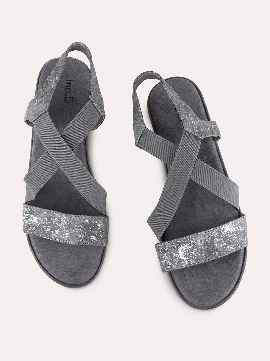 Womens Grey Casual Solid Round Toe Wedge Heels
