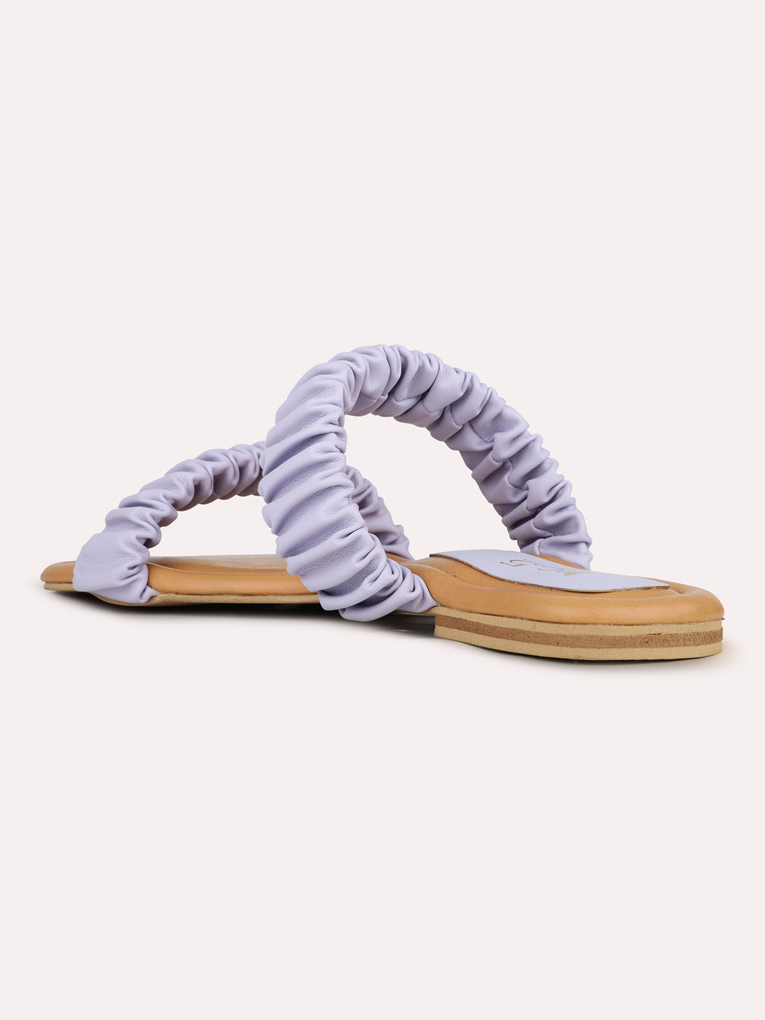 Womens Purple Solid Square Toe Casual Flat Slip-on Sandals