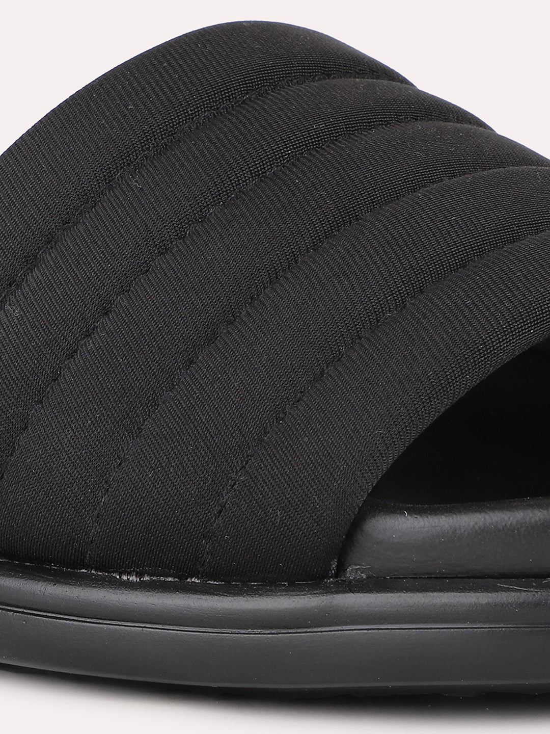 Women Black Casual Open Toe Flats Slip-On Sandals