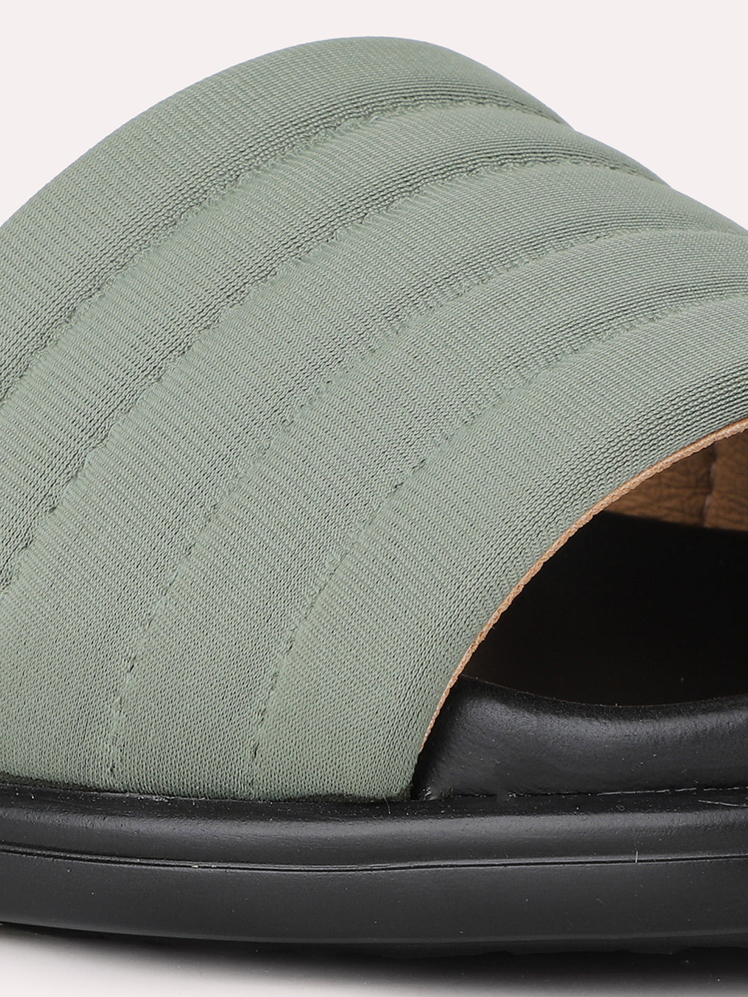 Women Green Casual Solid Open Toe Slip-On Flat Sandals