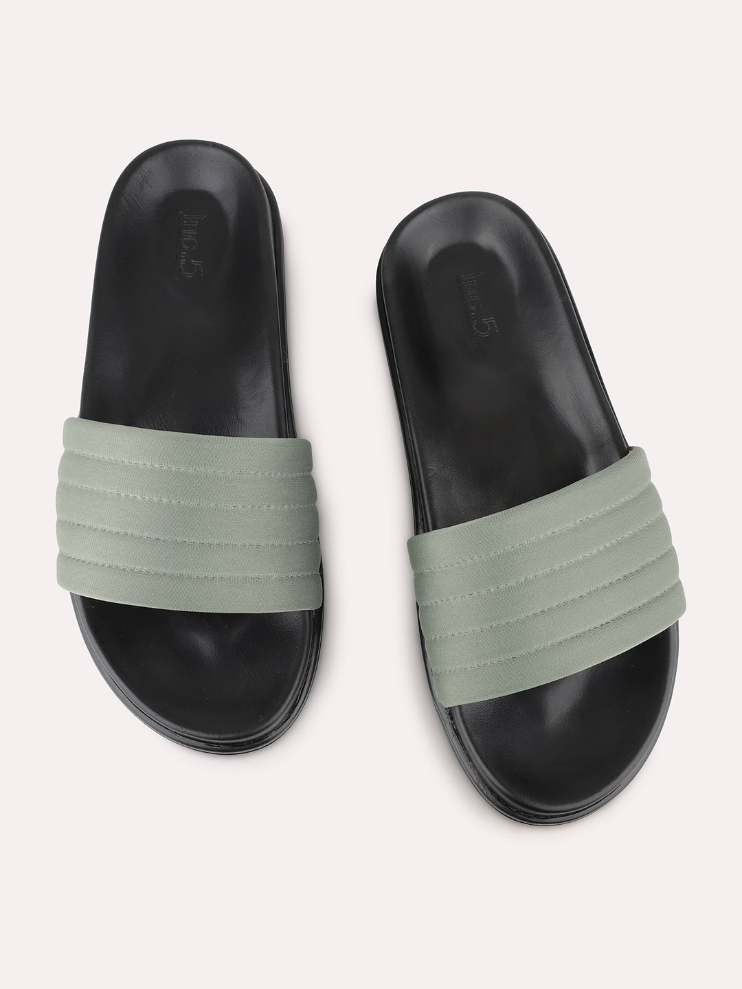 Women Green Casual Solid Open Toe Slip-On Flat Sandals