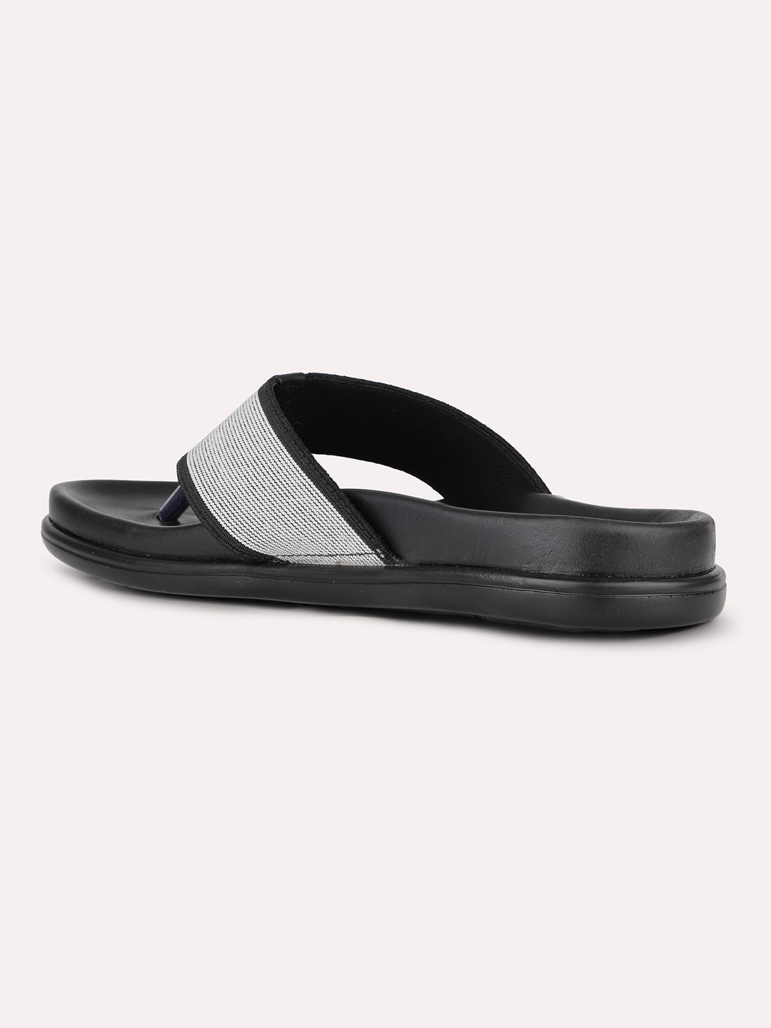 Women Black Casual Solid T-Strap Slip-On Flat Sandals