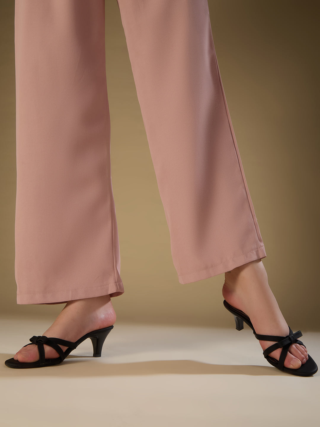 Women Black Party Wear Striped Round Toe Kitten Heel Sandals