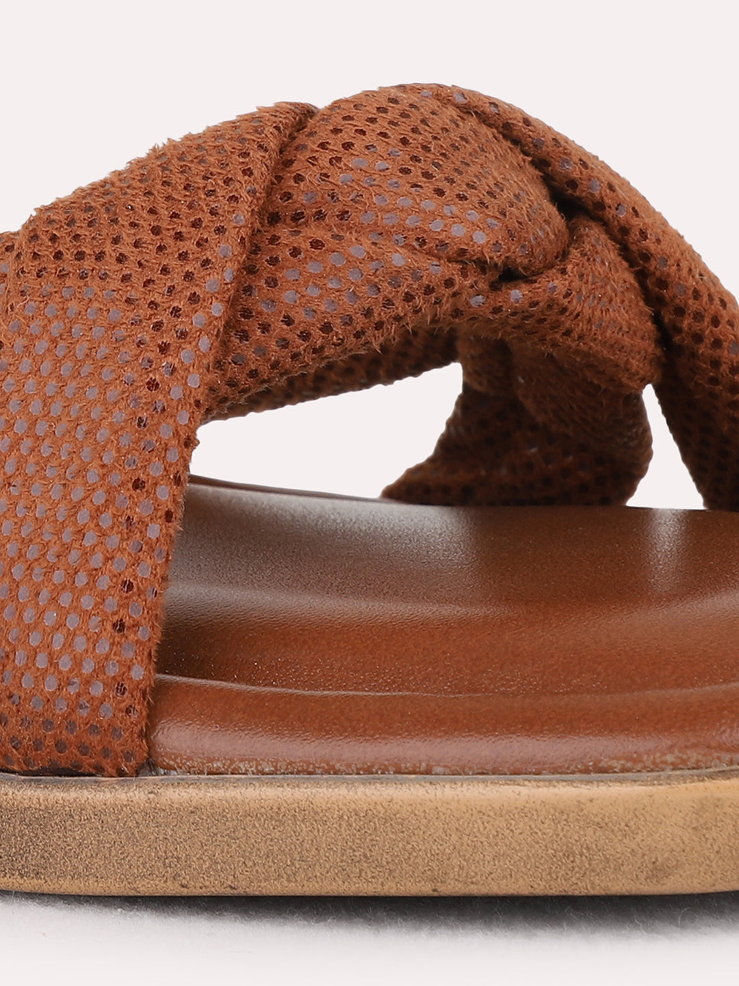 Womens Tan Party Wear Solid Square Toe Block Heel Sandals