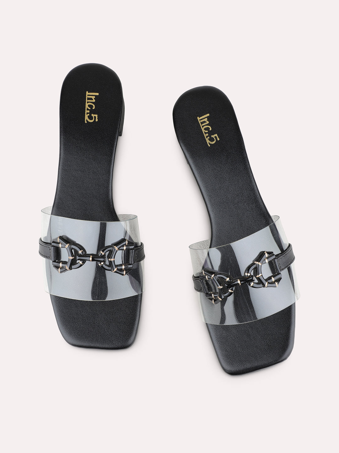 Womens Black Party Wear Solid Square Toe Block Heels