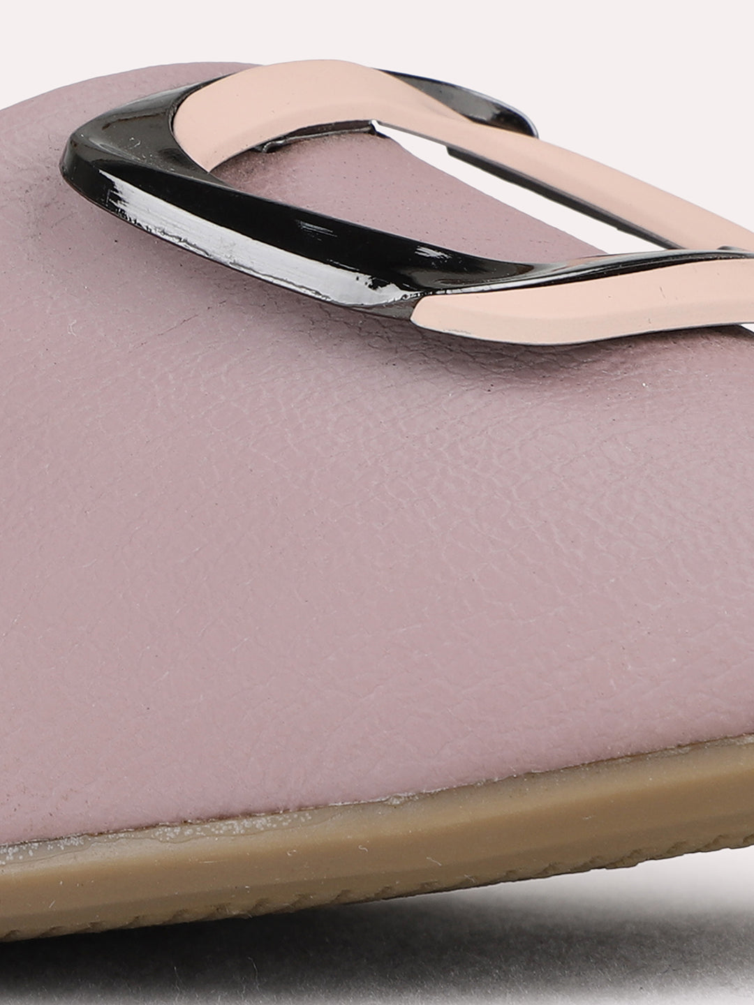 Womens Peach Casual Solid Pattern Narrow Toe Ballerinas