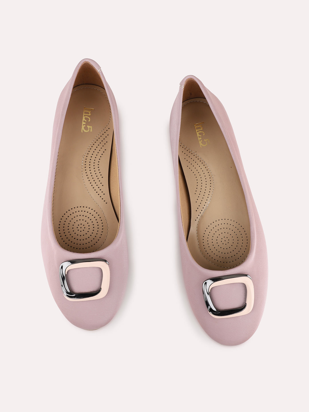 Womens Peach Casual Solid Pattern Narrow Toe Ballerinas