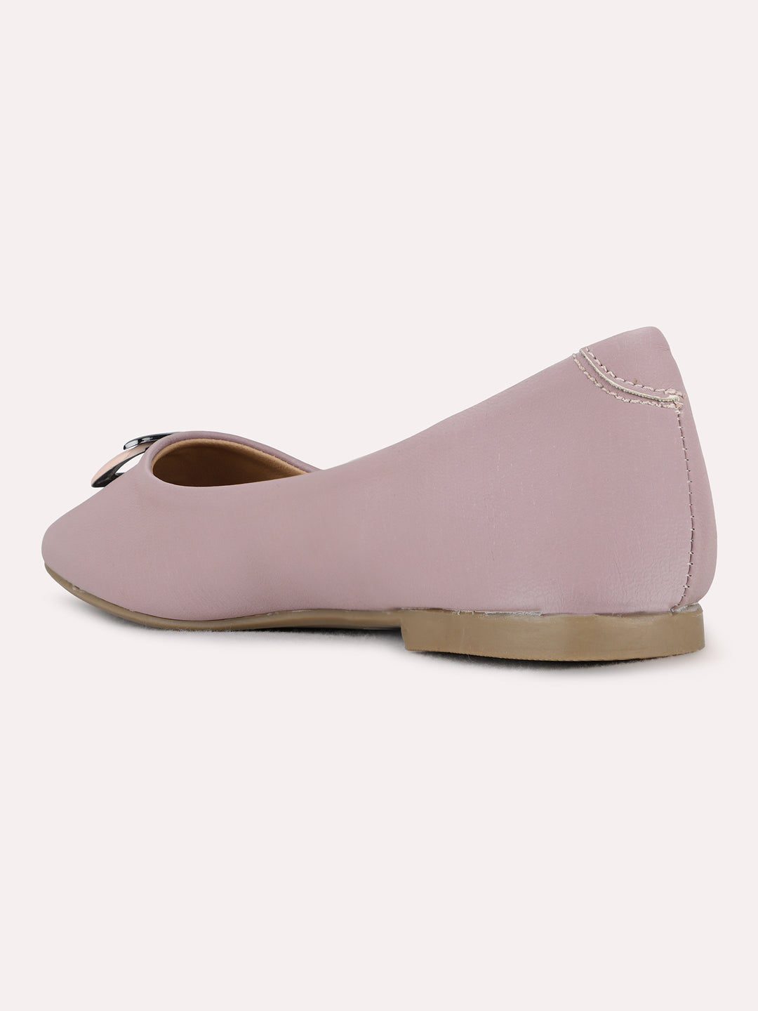 Womens Peach Casual Solid Pattern Narrow Toe Ballerinas